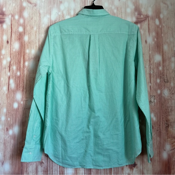 Everlane The Silky Cotton Relaxed Mint Green Striped Button Up Shirt Size 4 - Picture 7 of 14